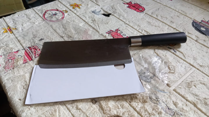 Stainless Steel Chef Damascus Cleaver Vegetable Knife with Plastic Handle & Cover, Multipurpose Use for Kitchen or Restaurant (12 Inch) Your Brand