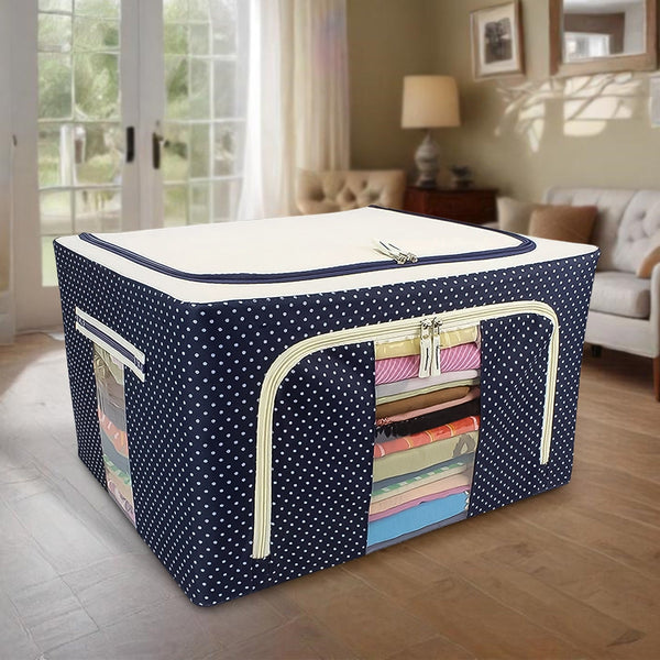 Foldable Steel Frame Clothes Living Storage Organizer Handled Bag - TezCart