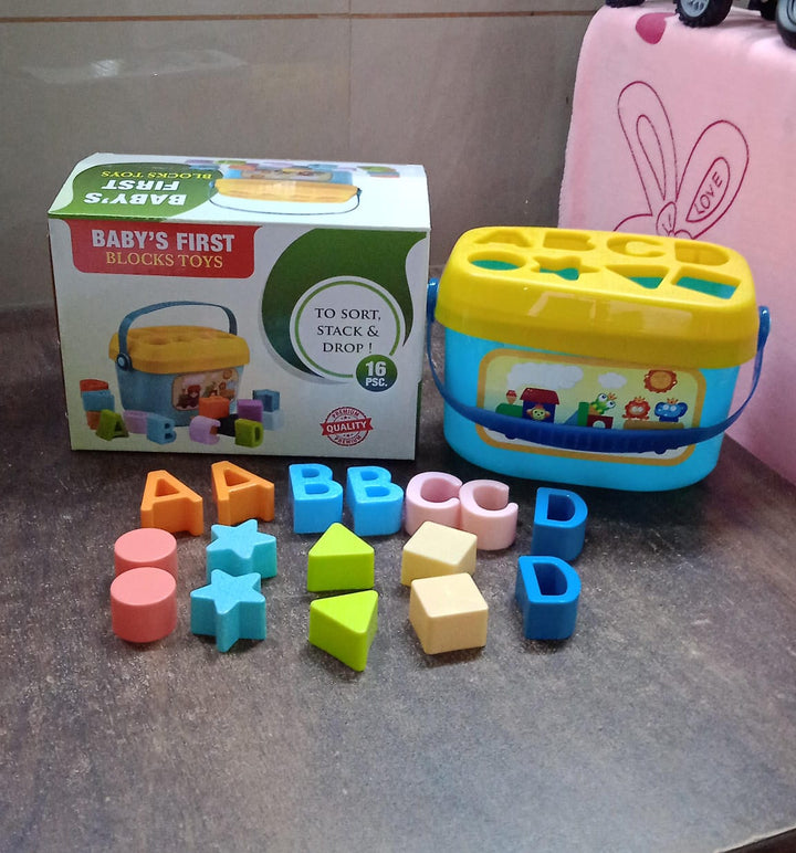 Baby First Block Set for Kids Non-Toxic Abcd Geometric Shape Sorting & Stacking Toy (1 Set) - TezCart