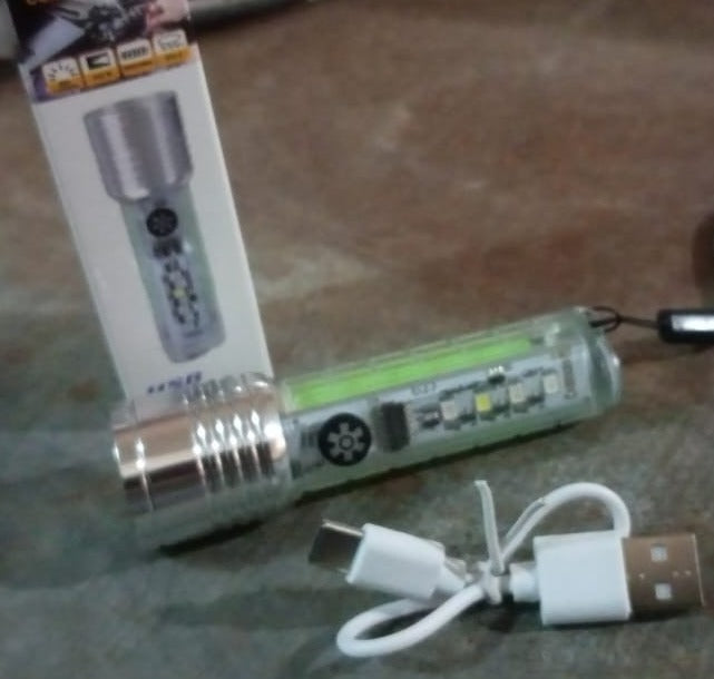 Pattern Flashlight USB Flashlight Rechargeable LED Torch Light (1 Pc) Your Brand