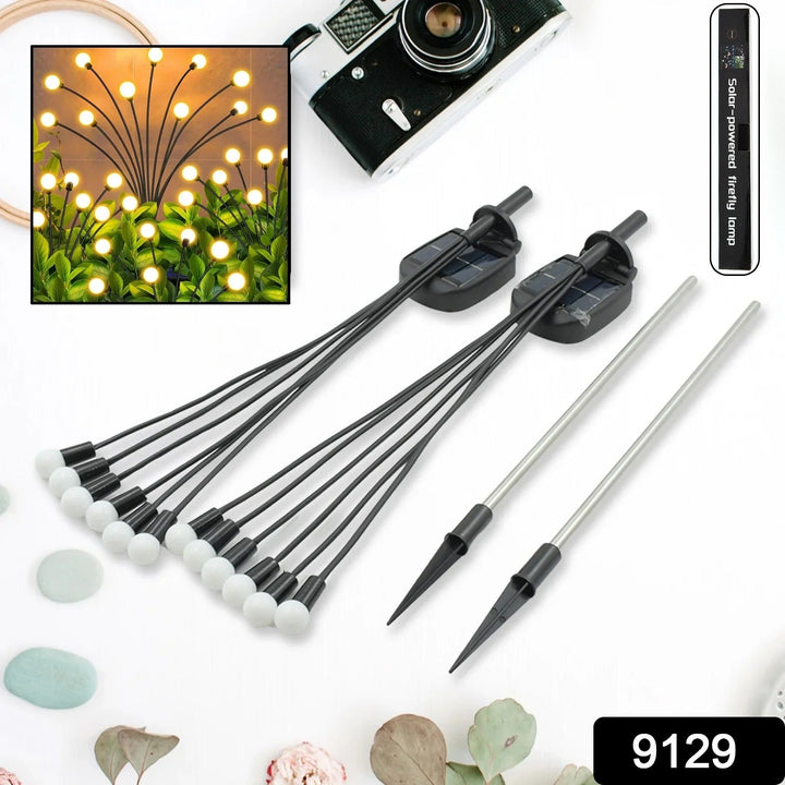 Solar Garden Lights, Solar - Powered Firefly Lamp, New Upgraded Solar Firefly Lights Outdoor Waterproof, Solar Outdoor Decorative Lights for Yard Gardening Patio Backyard Pathway Décor (2 PCS Set 12 LED (Warm Light)) Your Brand