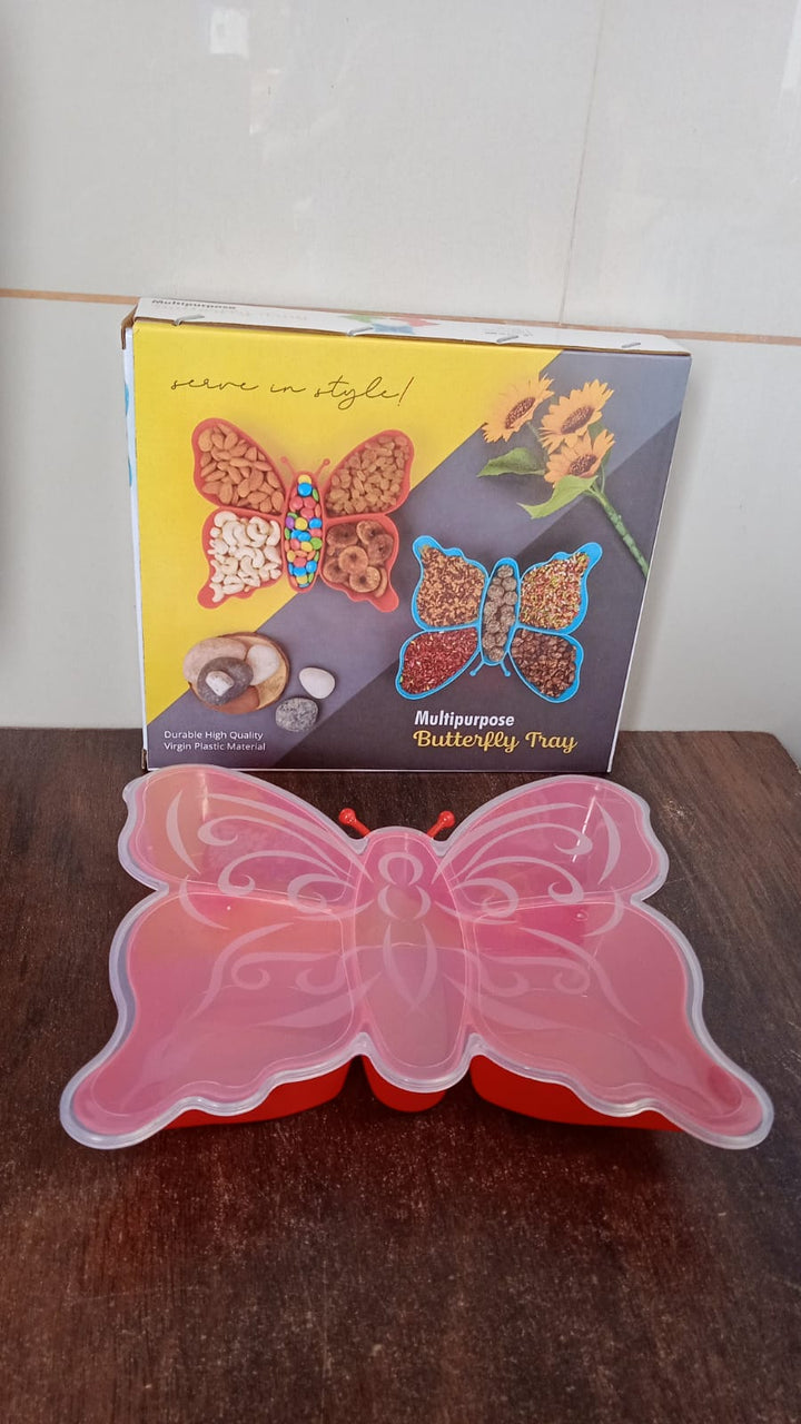 5 Compartment Multipurpose Butterfly Plastic Tray (1 Pc) - TezCart