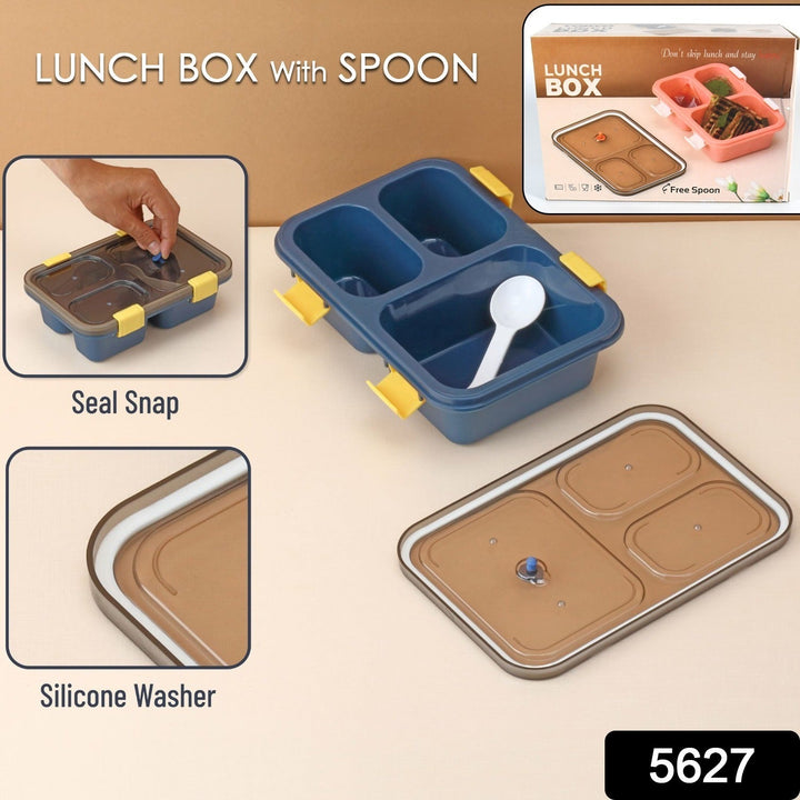 Plastic Lunch Box for Kids, Lunch Box for Kids 3 Compartment Insulated Lunch Box Tiffin Box for Boys, Girls, School & Office Men (3 Compartment Lunch Box) Your Brand