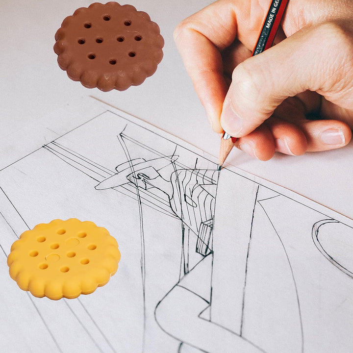 Pack of 6 Erasers Erasers Stationery School Rubber Schools Sketches Office Sign Kid Party Favour Gift Toy Gift Creative Christmas Birthday Gift in Shape Biscuits (6 Pcs Set) Your Brand