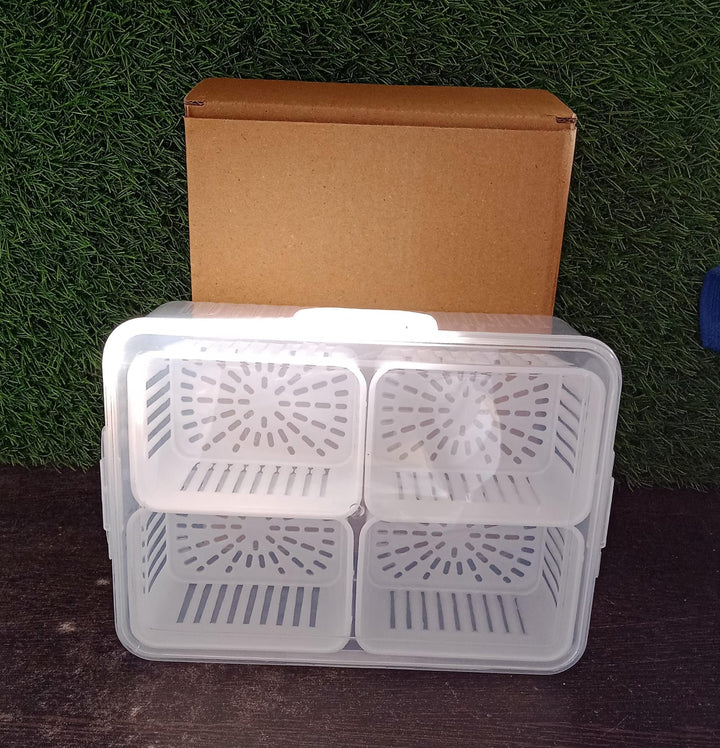 Fridge Storage Boxes Freezer Storage Containers, Container for Kitchen Storage Set, Storage in Kitchen, Vegetable Storage, Draining Crisper Refrigerator Food Box (1 Pc) Your Brand