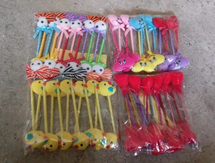 Cute Cartoon Shape & Heart Design Facy Writting Pen Attached Rattle | Ball Pen Smooth Writing For Wedding , Events & Multiuse Pen  Best Pen l Use for Kids (12 Pcs Set Mix Design & Color) Your Brand