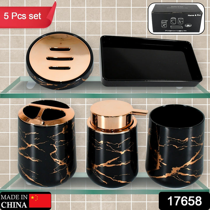 Bathroom Accessory Set Bathroom Decor Premium Quality (5 PCS) 1 X Tumbler,1 X Dispenser,1 X Toothbrush Holder, 1 X Soap Dish & 1 X Tray Your Brand