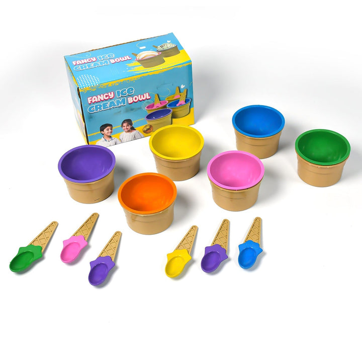 Ice-Cream Waffle Spoon Bowel Cup Set | Premium ice Cream Set | Ice-Cream Bowel with Spoon | 6 units Couple Bowl Set | Color Box Your Brand