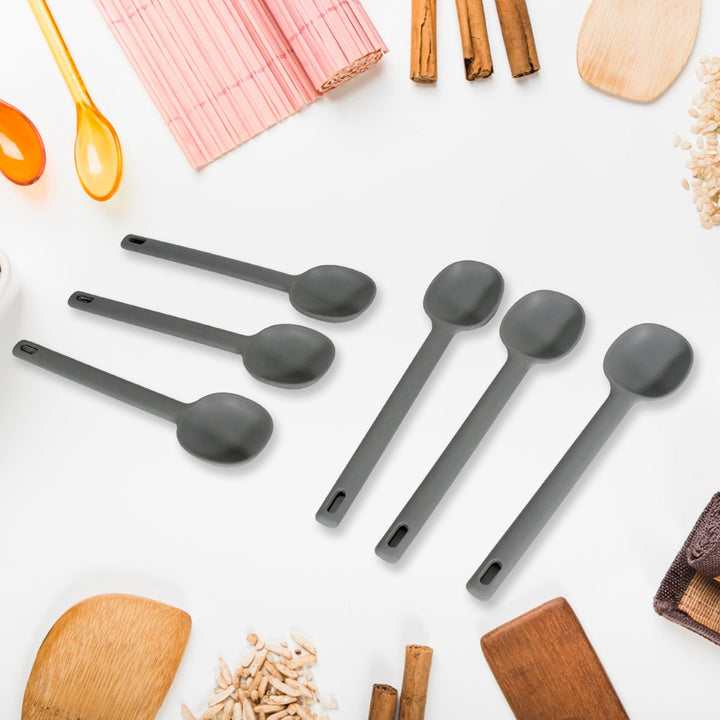 Multipurpose Silicone Spoon, Silicone Basting Spoon Non-Stick Kitchen Utensils Household Gadgets Heat-Resistant Non Stick Spoons Kitchen Cookware Items For Cooking and Baking (6 Pcs Set) Your Brand