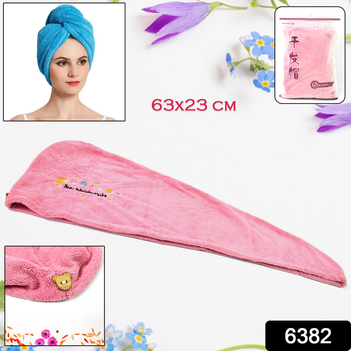 Microfiber Hair Wrap Towel Cap (1 Pc / 63x23 Cm /  Mix Color) - TezCart