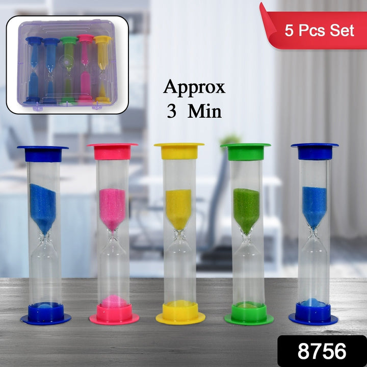Sand Timer Plastic Hourglass, Sand Glass Toy Sand Clock for Kitchen, Office, School and Brushing Teeth for Bathroom Timer Clock Children Hourglass Sand glass Toothbrush Household Sand Clock (3 Min Approx / 5 pc) Your Brand