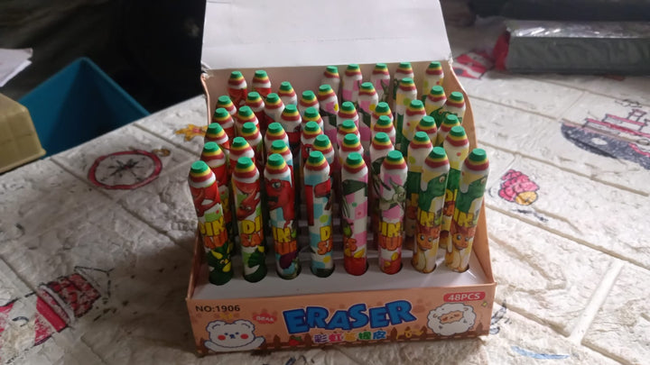 Fancy Erasers for Kids in Different Shapes – Rainbow Erasers, Stationery Gift for Kids Pencil Shaped Eraser for Children School Kids/Birthday Return Gift for Children (48 Pcs Set) Your Brand