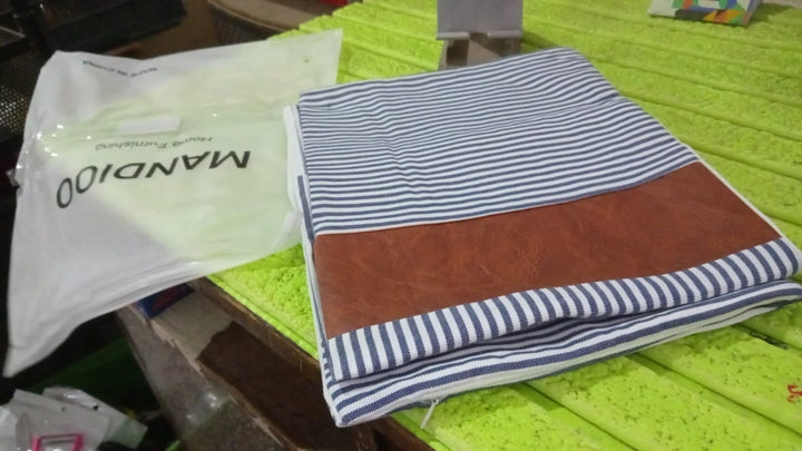 Pillow Covers, leather & cotton Cushion Covers (20 × 20 Inch / 1 Pair / 2 Pc) Your Brand