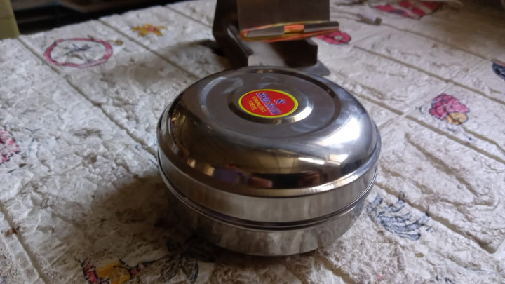 Multi-Purpose Stainless Steel Round Shape Tiffin Box - Small Gift For Baby Girl And Baby Boy For Office, School / Tuition / Picnic (big) Your Brand