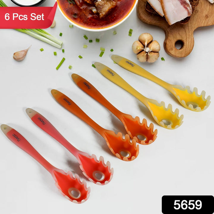 Multipurpose Silicone Spoon, Silicone Basting Spoon Non-Stick Kitchen Utensils Household Gadgets Heat-Resistant Non Stick Spoons Kitchen Cookware Items For Cooking and Baking (6 Pcs Set) Your Brand