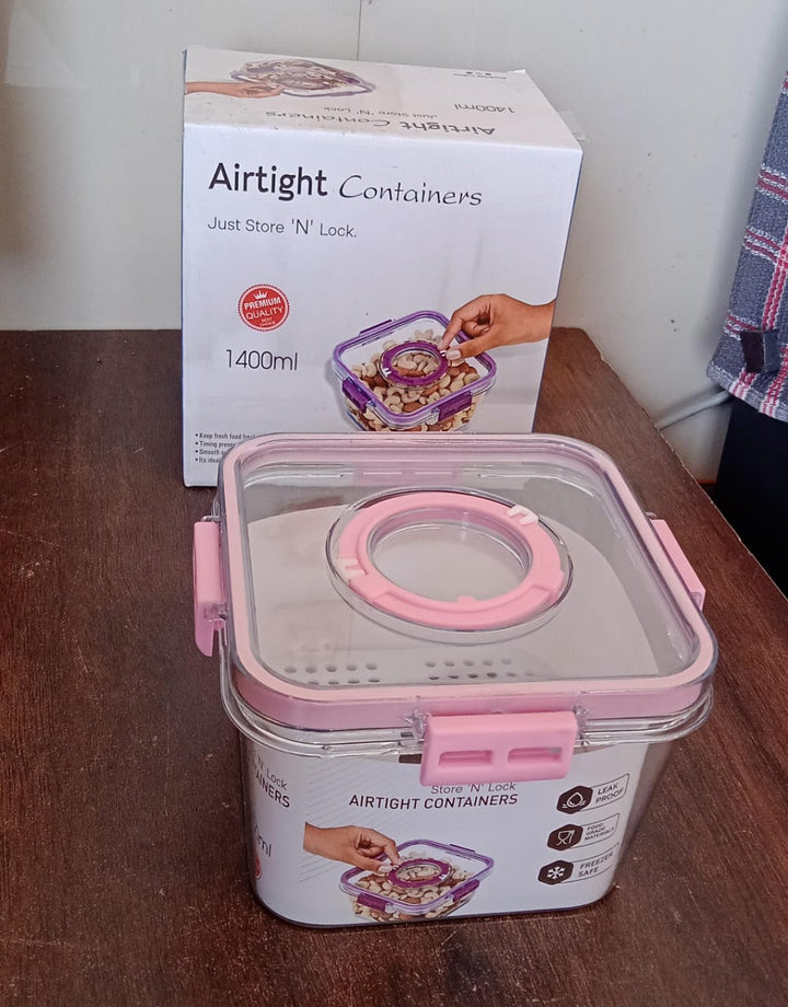 High Quality Plastic Food Storage Container Clear Washable Refrigerator Food Box Food Container Fruit Box Container with Lid (1400 ML) Your Brand