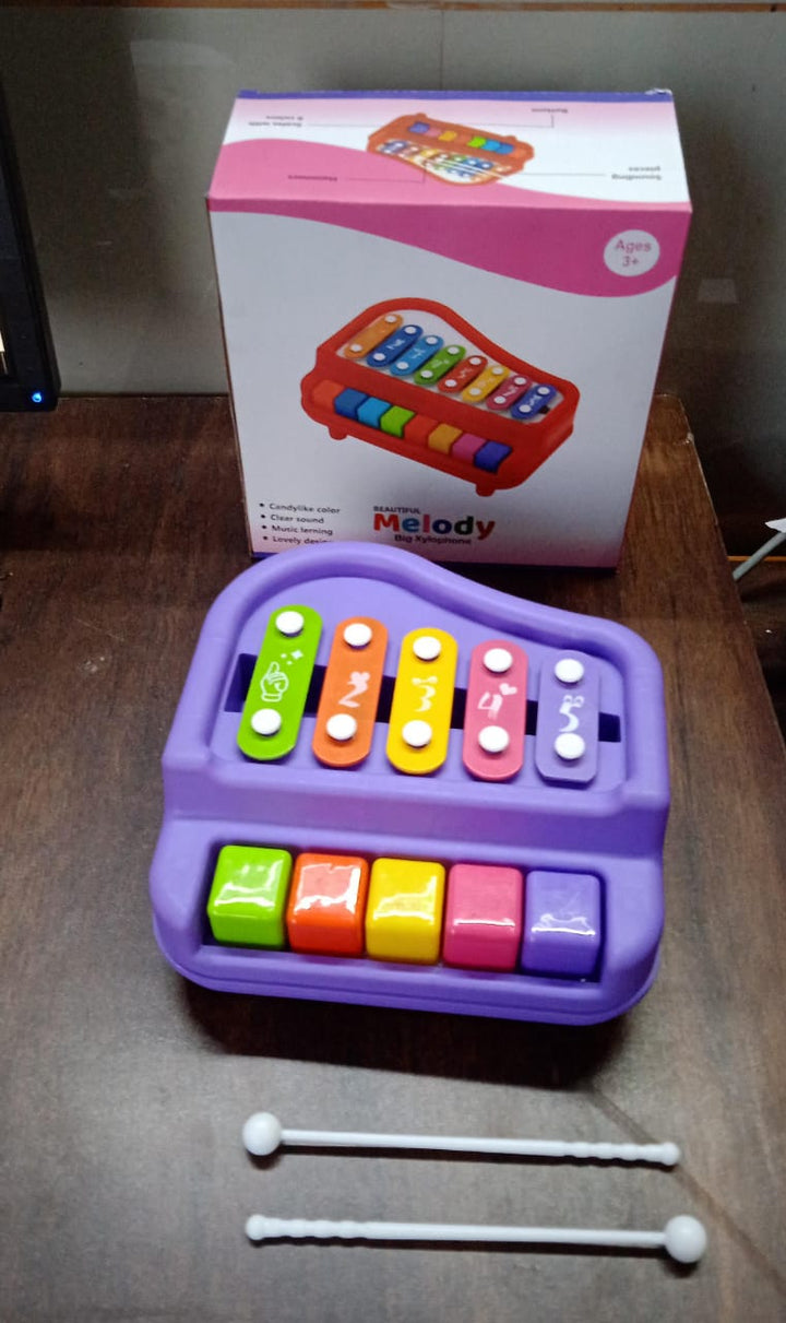 2 in 1 Baby Piano Xylophone Toy for Toddlers, 5 Multicolored Key Keyboard Xylophone Piano, Preschool Educational Musical Learning Instruments Toy for Baby Kids Girls Boys 3+ Years (1 Pc) Your Brand