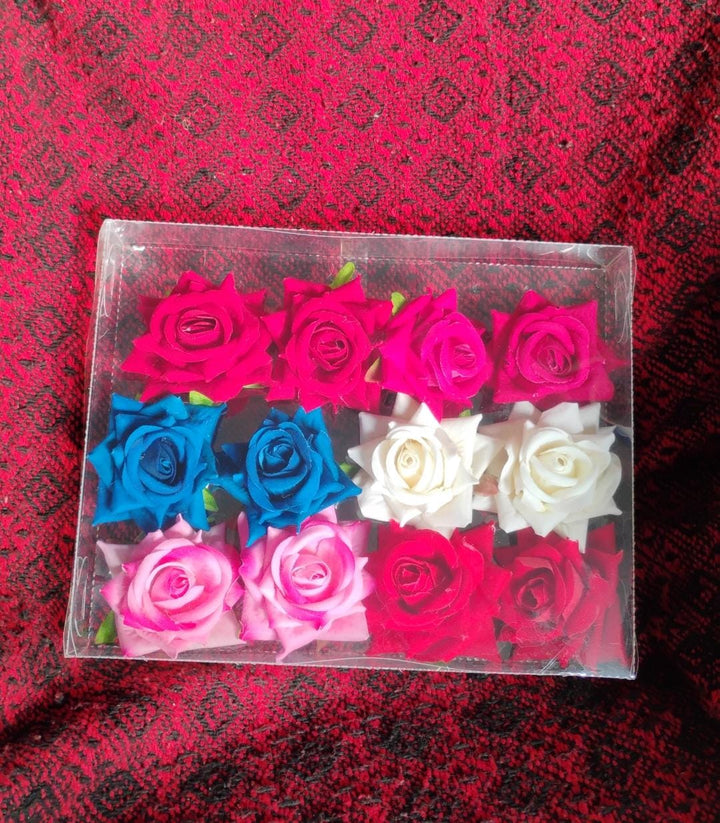 Colourful Flowing Flower Hair Pin (12 Pcs Set / Mix Color) - TezCart