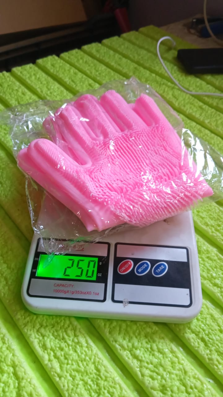 Dishwashing Gloves with Scrubber| Silicone Cleaning Reusable Scrub Gloves for Wash Dish Kitchen| Bathroom| Pet Grooming Wet and Dry Glove (1 Pair, 250 Gm) Your Brand