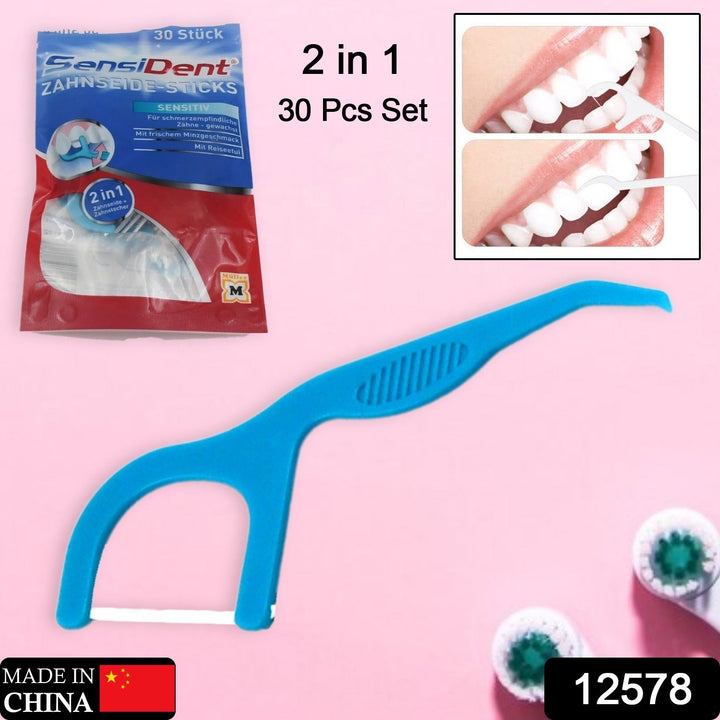 2 In 1 Tooth Picks Flosses, Portable Toothpicks, Resealable Oral Care Dental Flosser, Easy Storage Dental Pick for Fresh Breath and Healthy (30 Pcs Set) (Mix Color) Your Brand