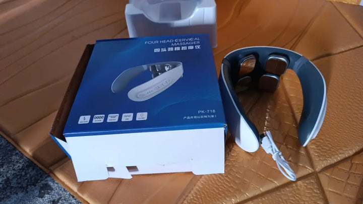 4 Heads Smart Electric Neck and Back Pulse Massager (1 Pc) - TezCart