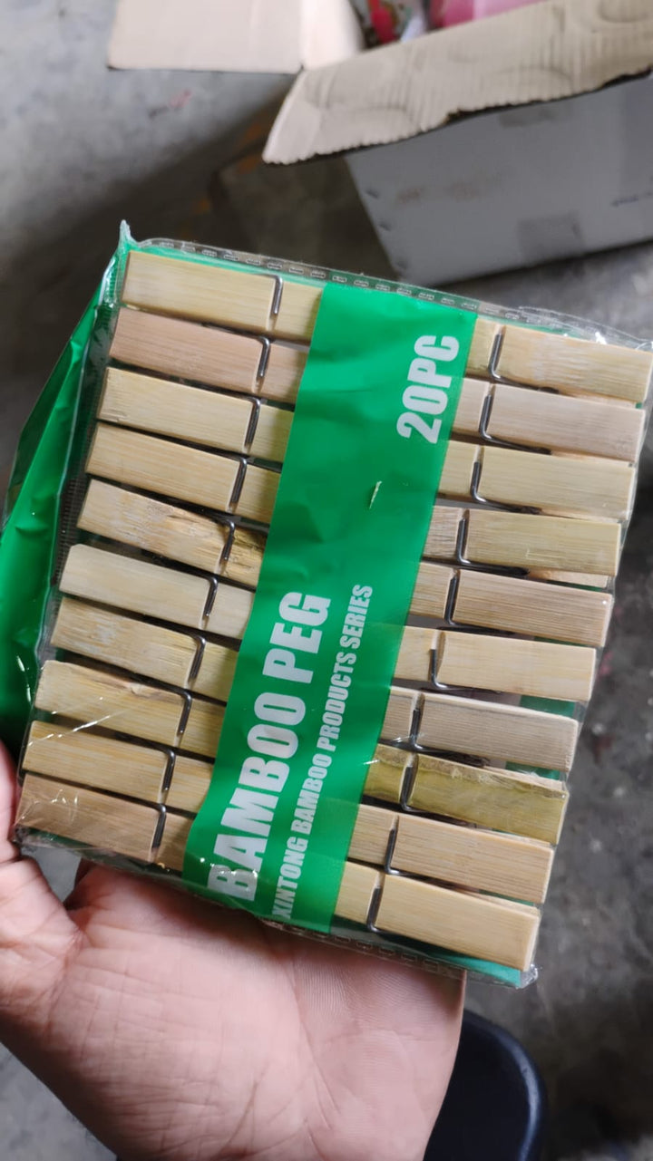 Heavy Duty Bamboo Wooden Cloth Clips / Pegs (20 Pcs Set) - TezCart