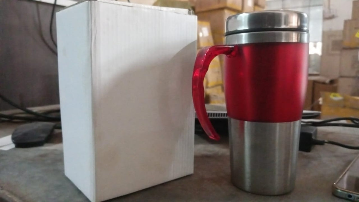 High Quality Stainless Steel Vacuum Glass Insulated Glass Coffee Cups Double Walled Travel Mug, Car Coffee Mug (With Lid & Handle / 1 Pc) Your Brand