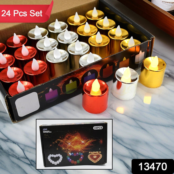 Electrical Candles Diya LED Tea Light, Plastic Candle Light Candle Candle (24 Pc Set) - TezCart