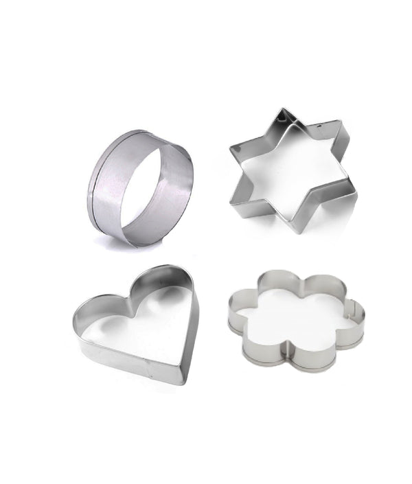 0827 Cookie Cutter Stainless Steel Cookie Cutter with Shape Heart Round Star and Flower (4 Pieces) Your Brand