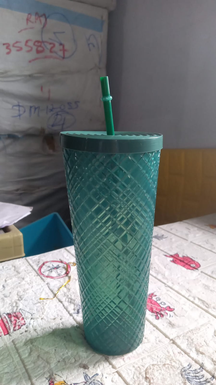 Cup with Straw &  LED Lighting Reusable Matte Studded Tumbler with Leak Proof Lid Water Cup Travel Mug Coffee Ice Water Bottle Double Walled Insulated Tumbler BPA Free (1 Pc) Your Brand