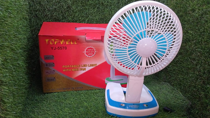 PORTABLE LED LIGHT WITH MINI FAN- YJ 5570 (Battery Not Include) Your Brand