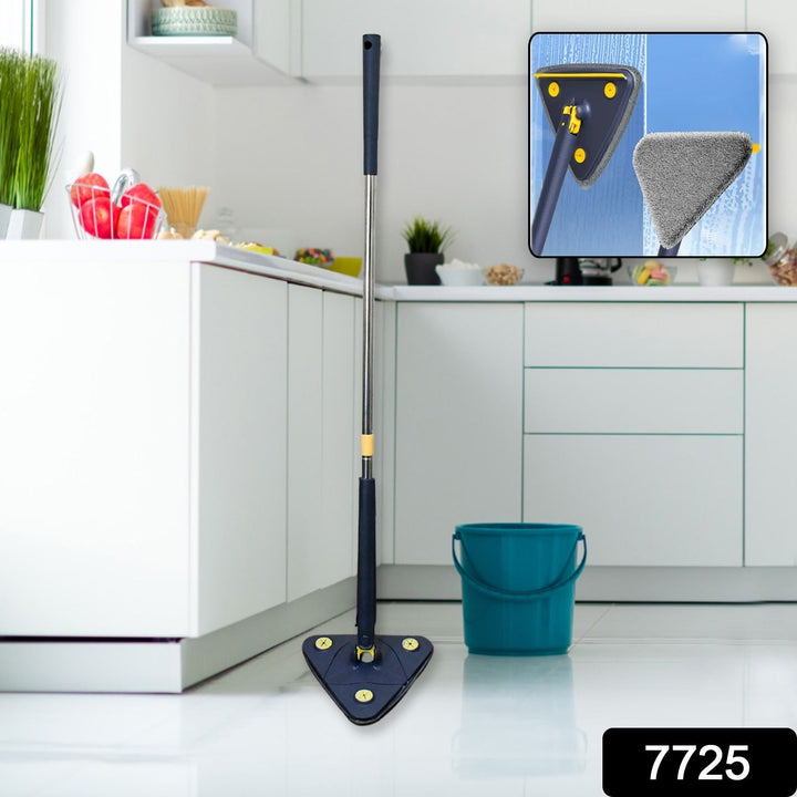Rotatable Adjustable Triangle Cleaning Mop Triangle Mop with Stainless Steel Long Handle Push-Pull Squeezing Cleaning Mop Dry & Wet Mop for Floor Windows (1 Pc) Your Brand