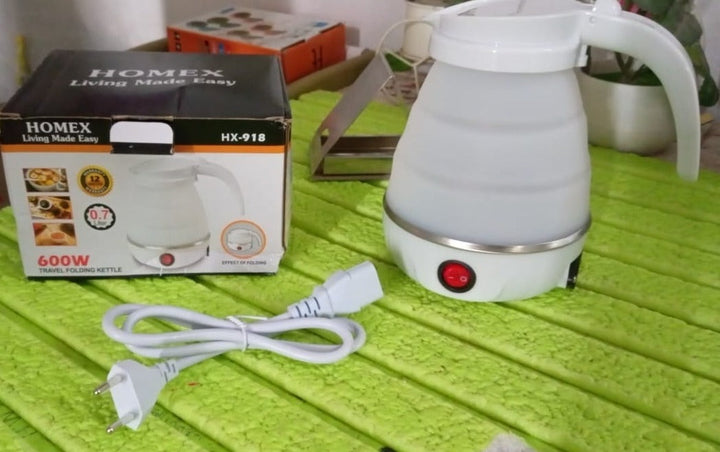 Travel Folding Electric Kettle 600W - (304 Stainless Steel & Silicone) - TezCart
