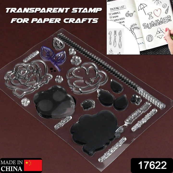 Reusable Rubber Stamp, TPR Stamp DIY Accessories Good Stamping Effect DIY Transparent Stamp Stick Repeatedly for Envelope for Diary for Invitation Letter, Photo Album Decoration for Paper Crafts (Mix Design / 1 Set) Your Brand