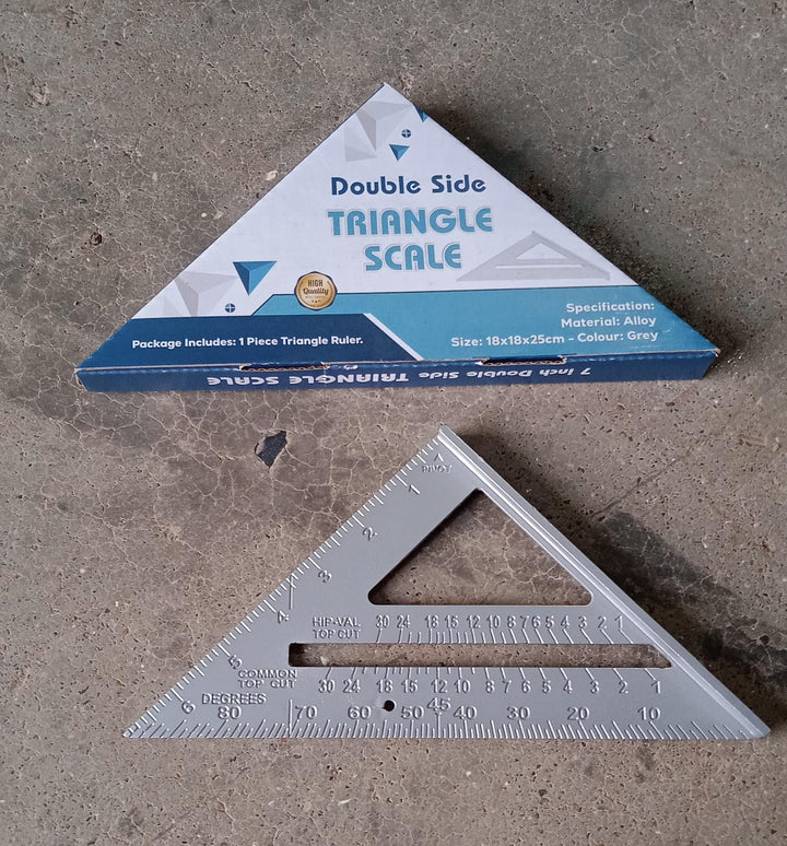 Double Side Scale Triangle Measurement Hand Tool, 45 Degree Triangle Ruler, Home for Industry, Aluminum Alloy Rafter Square 7-Inch Length Your Brand