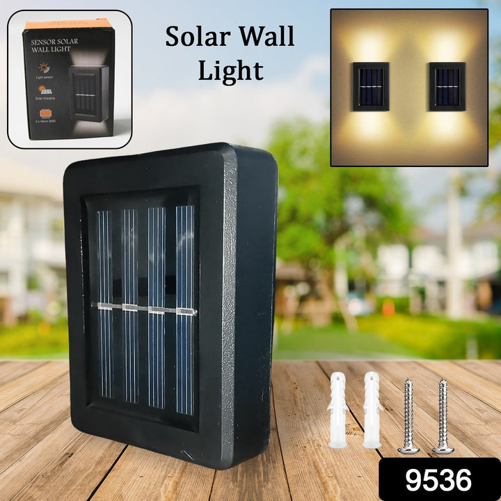 Solar Wall Lights Small Fence Lights Solar Powered Up Down LED Porch Light Garden Lights Outdoor Solar Landscape Lights WaterProof Light (1 Pc) Your Brand