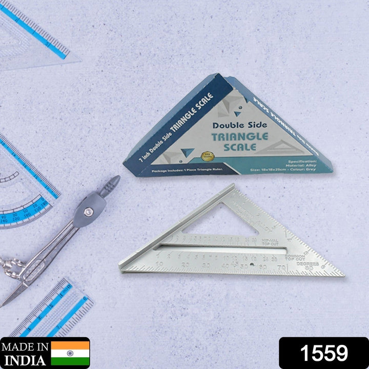 Double Side Scale Triangle Measurement Hand Tool, 45 Degree Triangle Ruler, Home for Industry, Aluminum Alloy Rafter Square 7-Inch Length Your Brand