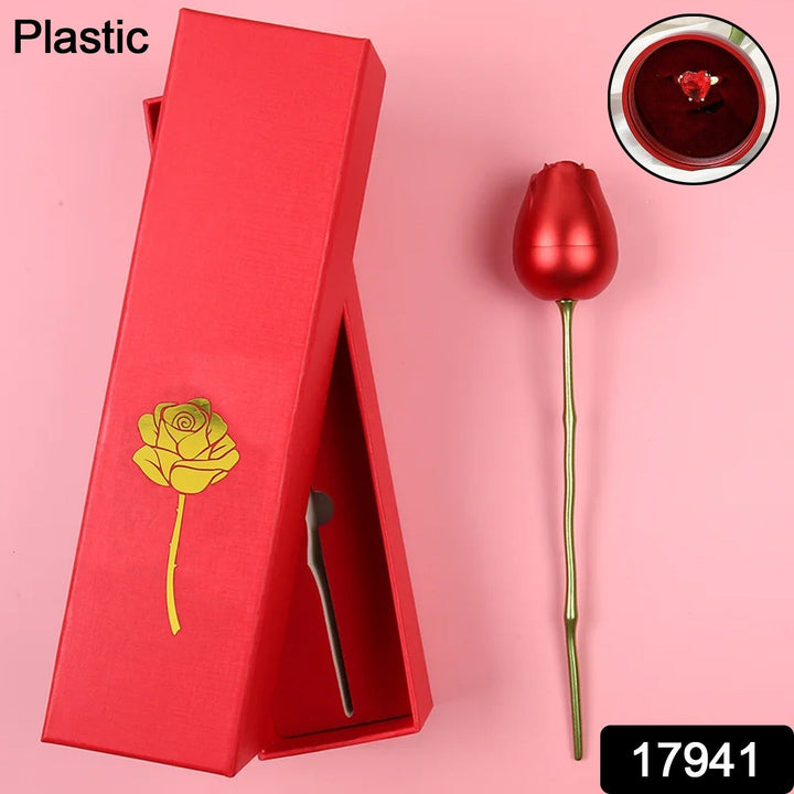 Plastic Red Rose Couple Rings Box-Fancy Rings Box (No Rings Included / 1 pc) - TezCart