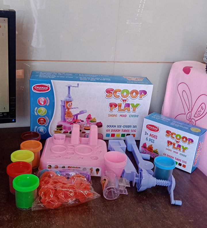 Scoop and Play Set, Color Dough for Kids Play Toys, Ice Cream Maker Machine (36 Pcs Set) - TezCart