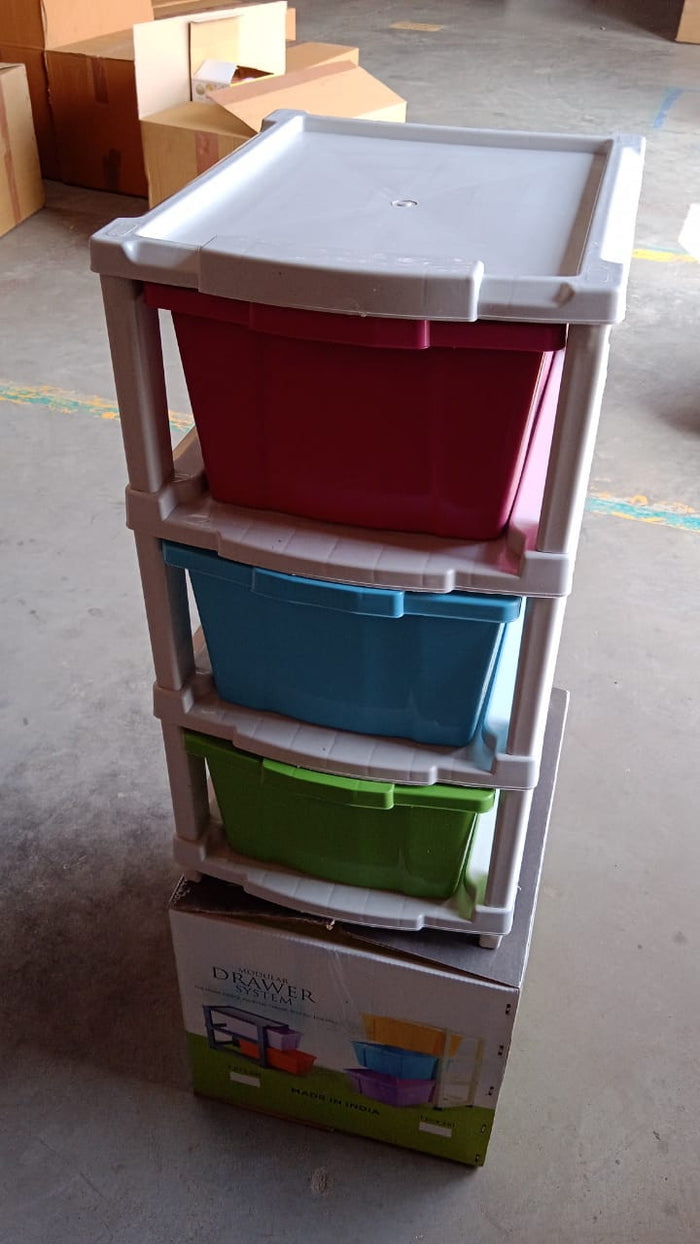 3-Layer Plastic Drawer Storage Organizer, Multi-Purpose Cabinet (1 Pc / Mix Color) - TezCart