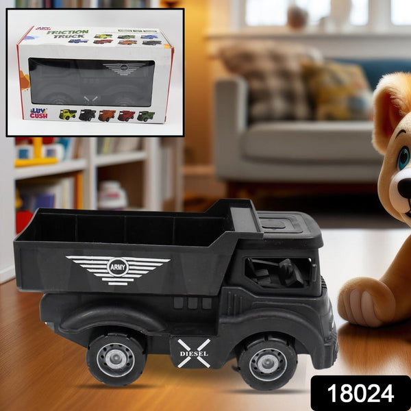 Friction Powered Dumper Toy Truck For Kids | With Opening Container Feature | Strong & Durable Plastic Material | Indoor & Outdoor Play Birthday Gift for Baby Boys & Girls (1 Pc) Your Brand