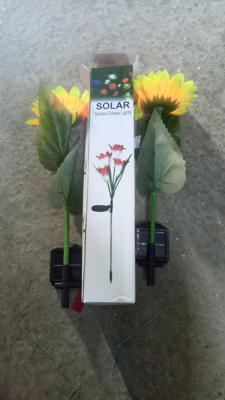 2 Pc Outdoor Solar Sunflower Lights Intelligent Light Control Waterproof Garden Landscape Stake Light Your Brand
