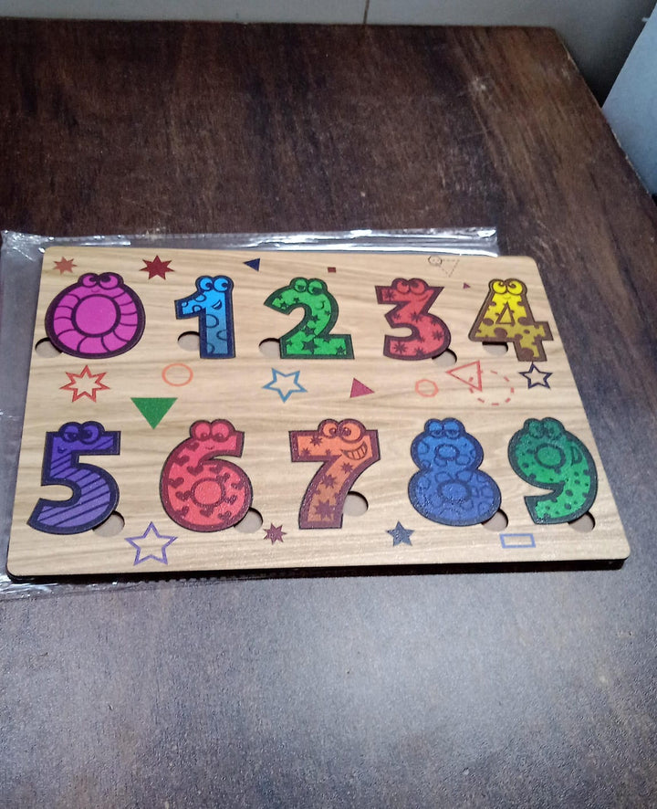Wooden Number Puzzle Learning Educational Board (1 Set / 28×20 Cm) - TezCart