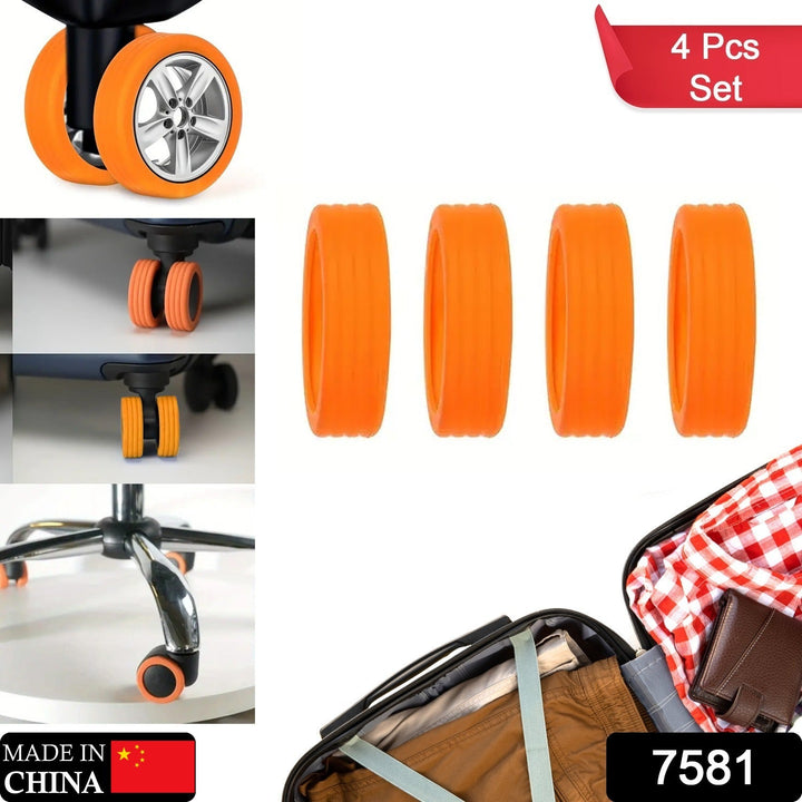 Luggage Wheel Covers, 4 Pcs Luggage Wheel Covers For Suitcase, Reduce Noise For Travel Luggage Suitcase, Silicone Suitcase Wheels Cover, For Protect Suitcase Wheels (4 Pc Set) Your Brand