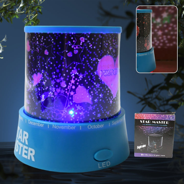 LED Projector Night Light Amazing Lamp, 3 Battery operated lamps, Rotation With the music Function, Master for Kids Bedroom Home Decoration Night Romantic Gift (Battery Not Included / 1 pc) Your Brand