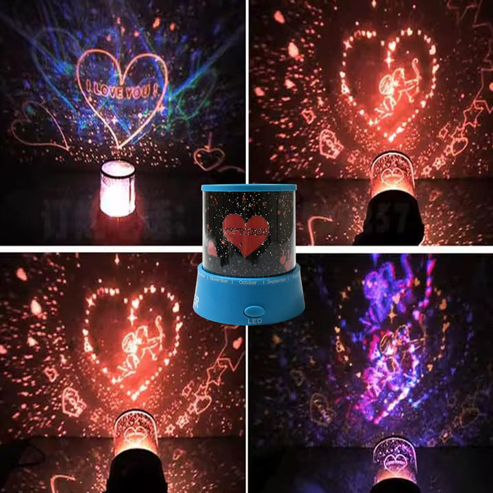 LED Projector Night Light Amazing Lamp, 3 Battery operated lamps, Rotation With the music Function, Master for Kids Bedroom Home Decoration Night Romantic Gift (Battery Not Included / 1 pc) Your Brand