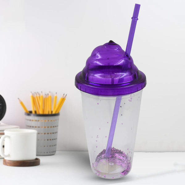 High Quality Plastic Creative Cold Drink Cup / Tumble, Reusable Tea Coffee Tumbler with Lid and Straw, Double Wall Plastic Drinking Sport Bottle, Travel Tumbler (1 Pc / Mix Color) Your Brand