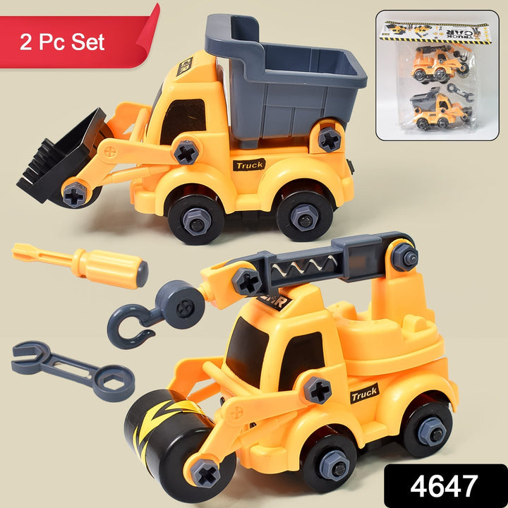Engineering vehicles Nut Assembly Vehicle Toy, DIY Nut Assembly Vehicle Model Toy Highly Simulation Children Kids Car Model Toy Set (2 Pc Set) Your Brand