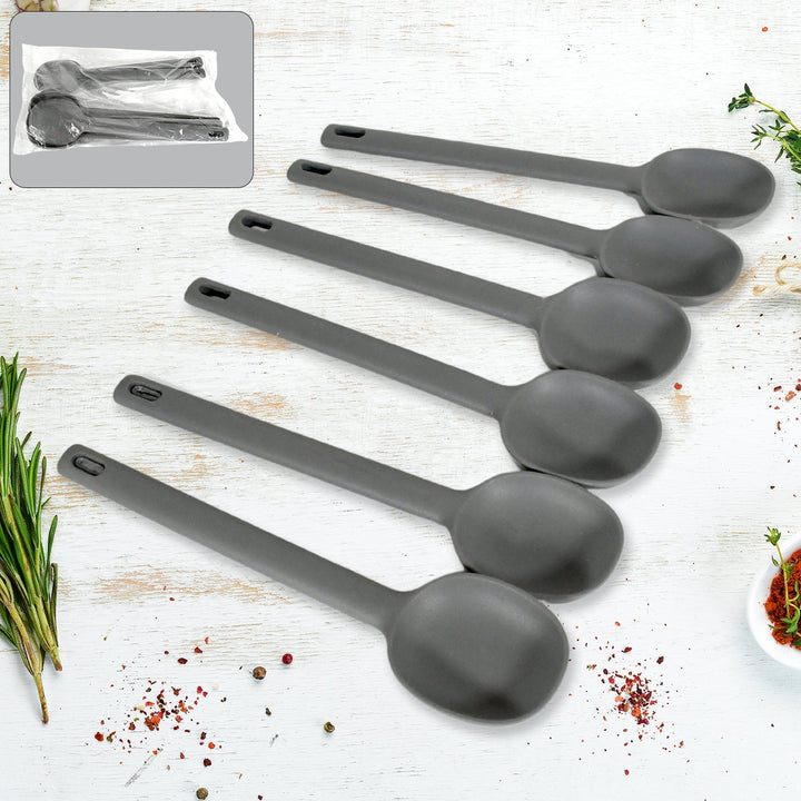 Multipurpose Silicone Spoon, Silicone Basting Spoon Non-Stick Kitchen Utensils Household Gadgets Heat-Resistant Non Stick Spoons Kitchen Cookware Items For Cooking and Baking (6 Pcs Set) Your Brand