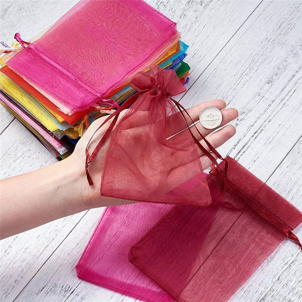 Organza Gift Bags Small Mesh Bags Drawstring Gift Bags Christmas Drawstring Organza Gift Bags, Wedding Party Festival Gift Bags (50 Pcs Set) Your Brand